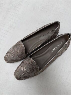 Donald J. Pliner Metallic Pewter Sequin Flats size 8 1/2